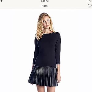 Black dress with faux leather accents